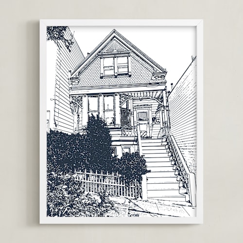This is a midnight blue home wall art by Minted called house: portrait orientation custom print