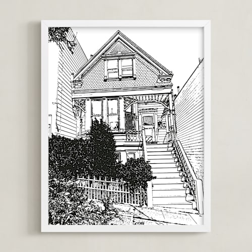 This is a black home wall art by Minted called house: portrait orientation custom print