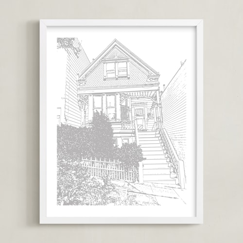 This is a cloud grey home wall art by Minted called house: portrait white border custom print