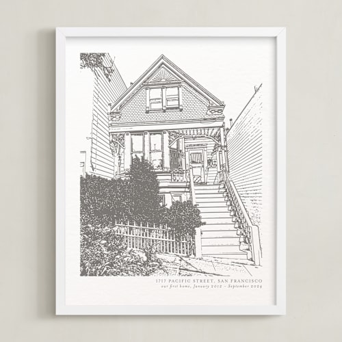 This is a black home wall art by Minted called house: portrait custom letterpress print