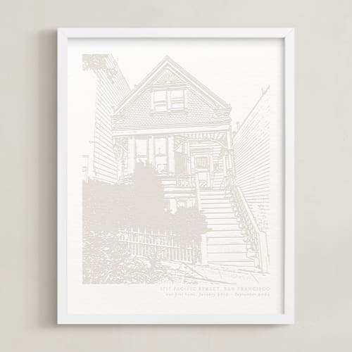 This is a bisque home wall art by Minted called house: portrait custom letterpress print