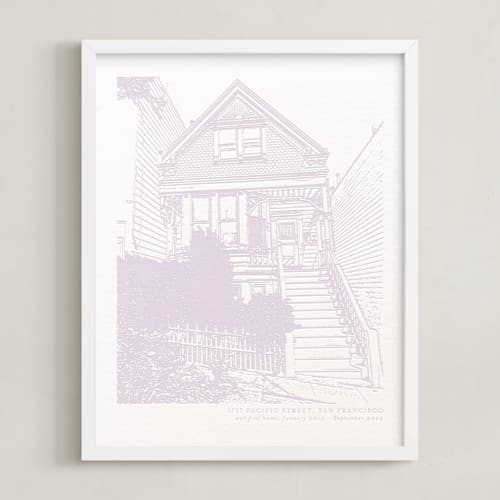 This is a pastel lilac home wall art by Minted called house: portrait custom letterpress print