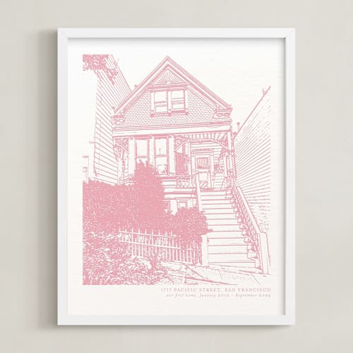 This is a rose home wall art by Minted called house: portrait custom letterpress print