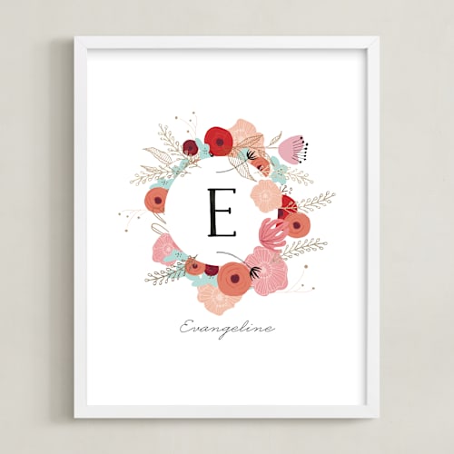 This is a poppy foil stamped photo art by Hannah Williams called vintage floral monogram
