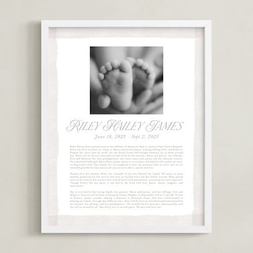 This is a white memorial obituary prints with standard by Jackie Crawford called brush stroke obituary print