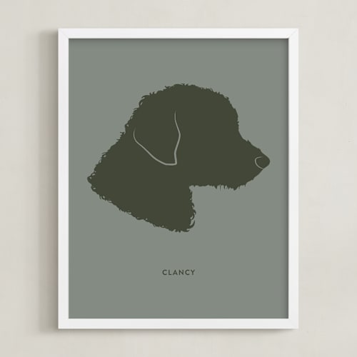 This is a olive shadow silhouette art by Minted called tonal pet silhouette: custom print with text
