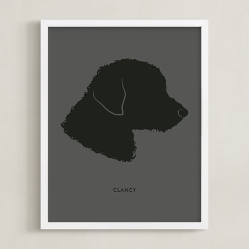 This is a black silhouette art by Minted called tonal pet silhouette: custom print with text