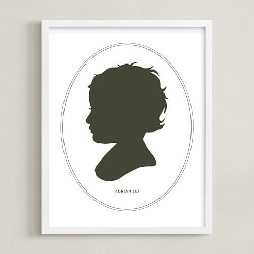 This is a olive shadow silhouette art by Minted called cameo silhouette: custom print