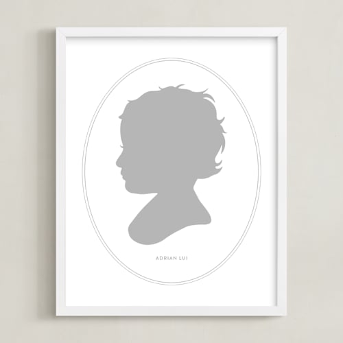 This is a cloud grey silhouette art by Minted called cameo silhouette: custom print