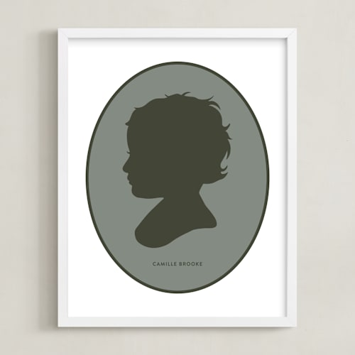 This is a olive shadow silhouette art by Minted called cameo tonal silhouette: custom print