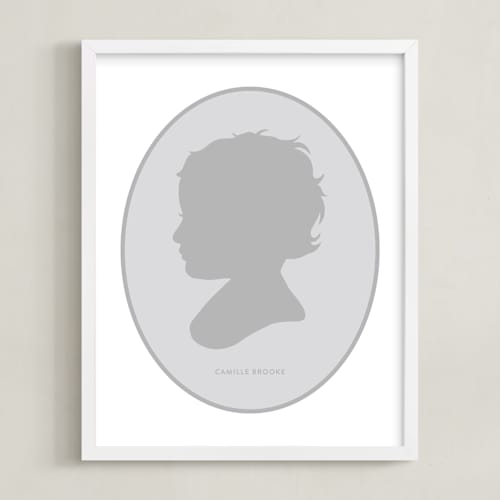 This is a cloud grey silhouette art by Minted called cameo tonal silhouette: custom print