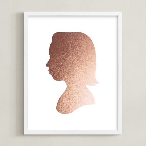 This is a rose gold silhouette art by Minted called custom silhouette foil art