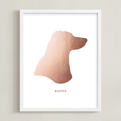 This is a rose gold silhouette art by Minted called custom pet silhouette foil art