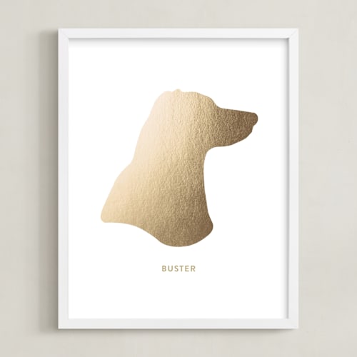 This is a gold silhouette art by Minted called custom pet silhouette foil art