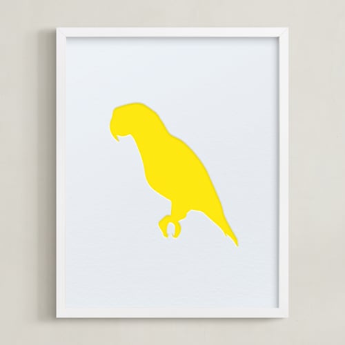 This is a neon yellow silhouette art by Minted called pet silhouette: custom letterpress print 