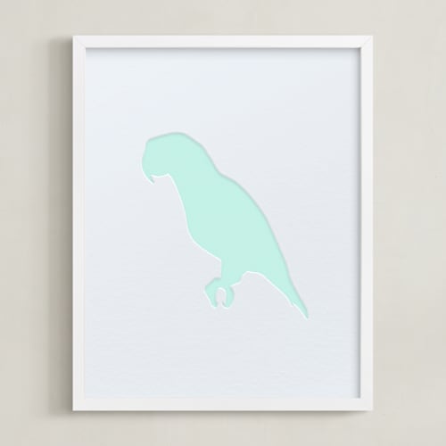 This is a frosted mint silhouette art by Minted called pet silhouette: custom letterpress print 