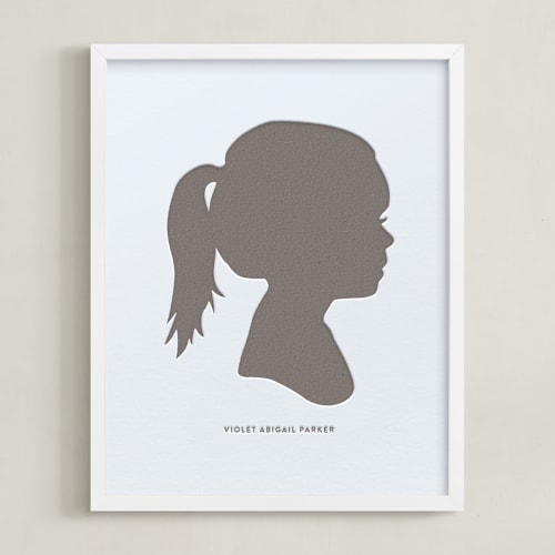 This is a warm gray silhouette art by Minted called custom silhouette letterpress art