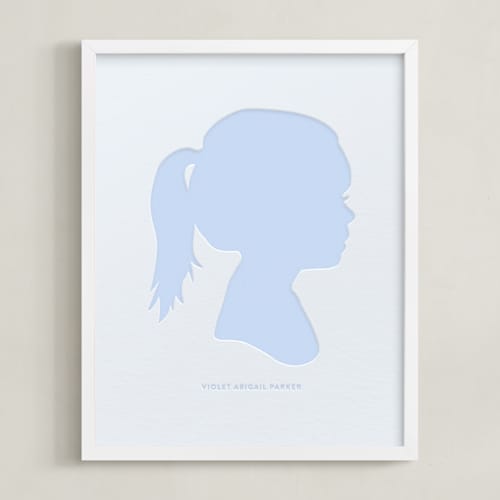 This is a cornflower silhouette art by Minted called custom silhouette letterpress art