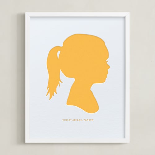 This is a summer yellow silhouette art by Minted called custom silhouette letterpress art