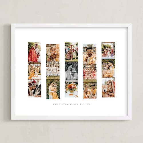 This is a white photo art by Olivia Kanaley Inman called photo strips: framed photo