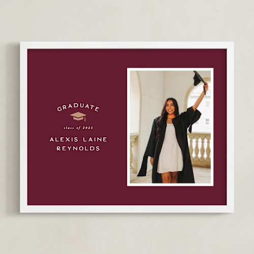 This is a maroon photo art by Hooray Creative called official party: landscape framed photo