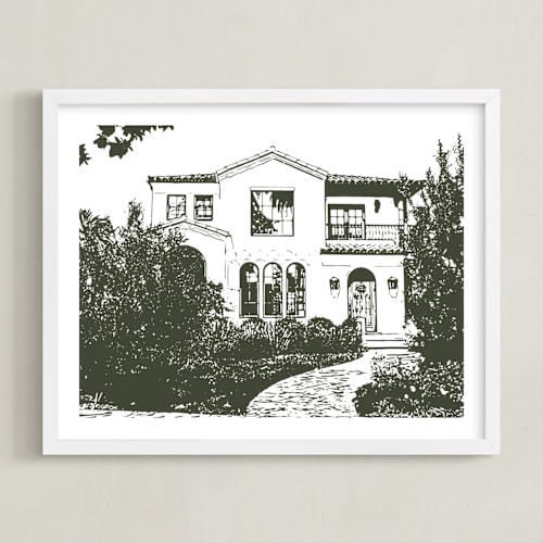 This is a olive shadow home wall art by Minted called house: white border custom print