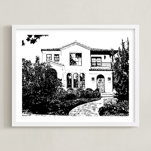 This is a black home wall art by Minted called house: white border custom print