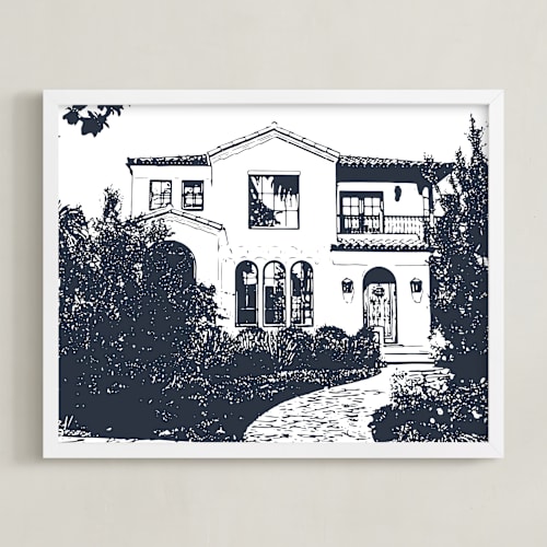 This is a midnight blue home wall art by Minted called house: custom print