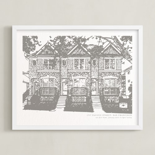 This is a warm gray home wall art with letterpress by Minted called house: landscape custom letterpress print