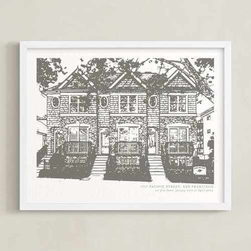 This is a black home wall art by Minted called house: landscape custom letterpress print