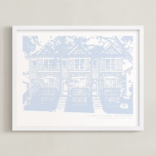 This is a cornflower home wall art by Minted called house: landscape custom letterpress print