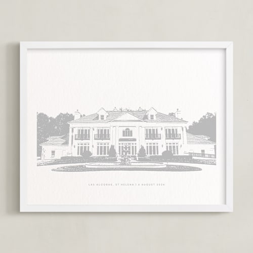 This is a cool grey home wall art with letterpress by Minted called your venue: custom letterpress print
