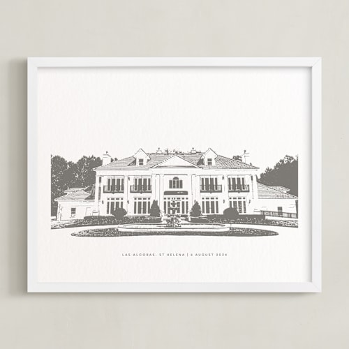 This is a black home wall art by Minted called your venue: custom letterpress print