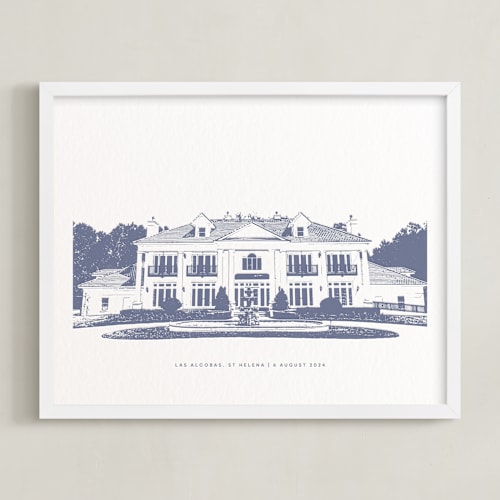This is a indigo home wall art by Minted called your venue: custom letterpress print