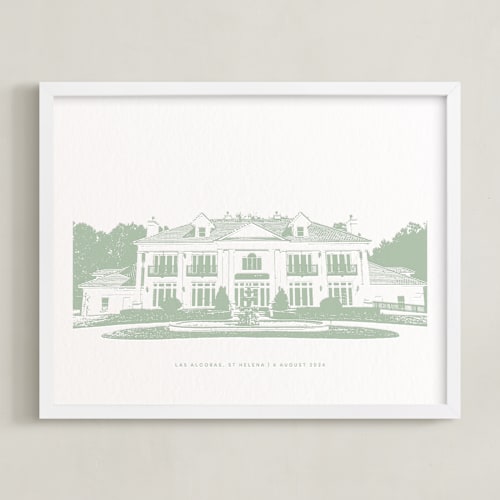This is a moss home wall art by Minted called your venue: custom letterpress print