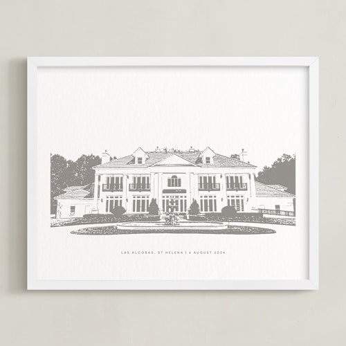 This is a warm gray home wall art by Minted called your venue: custom letterpress print