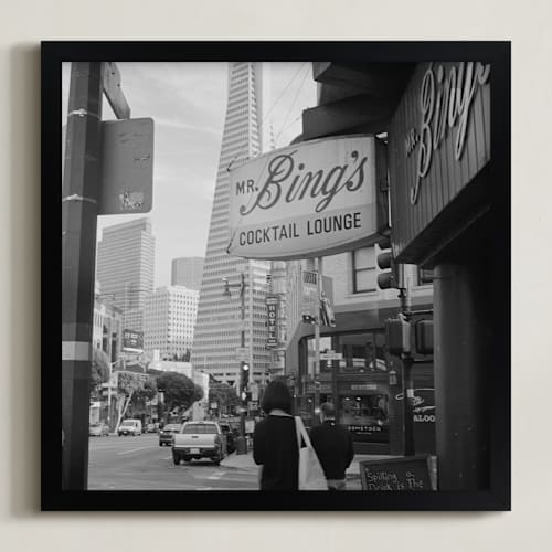 This is a black art by Austin Warnock called mr bings cocktail lounge