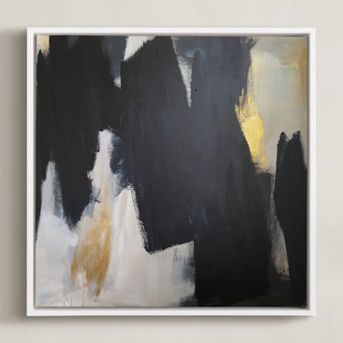 This is a gold indigo black art by Nell Waters Bernegger called sparrow gold