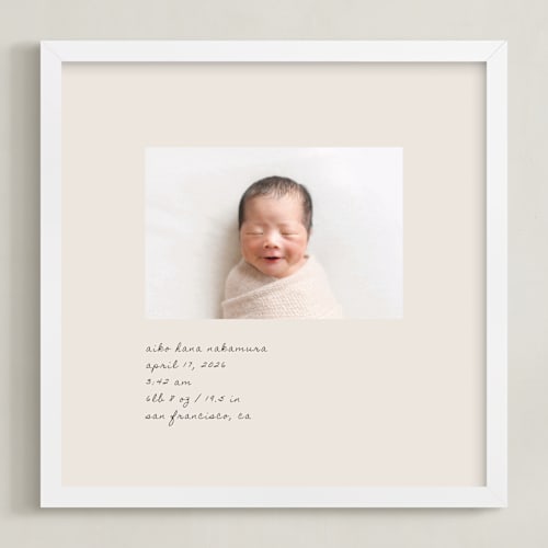 This is a cotton cream photo art with standard by Sierra Lee called welcome, little one