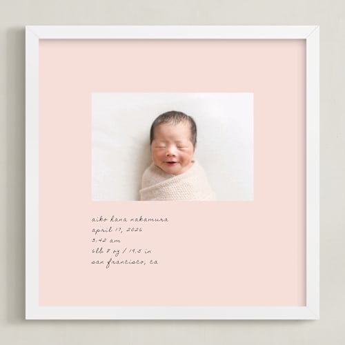 This is a soft blush photo art with standard by Sierra Lee called welcome, little one