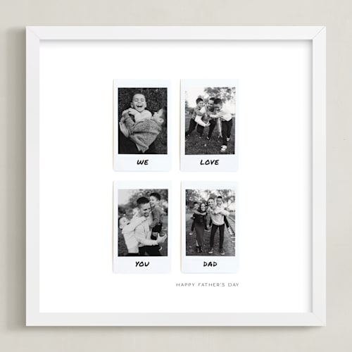 This is a white photo art by Olivia Kanaley Inman called four photo: square framed photo