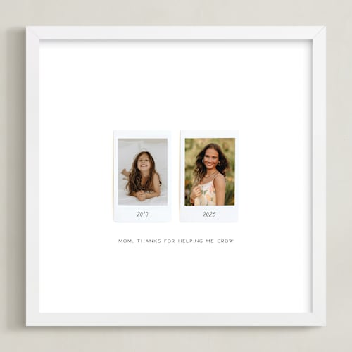 This is a white photo art with standard by Olivia Kanaley Inman called two photo: square framed photo