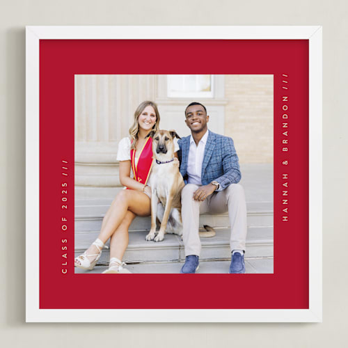 This is a red photo art with standard by Lucrecia Caporale called contemporary typo: square framed photo