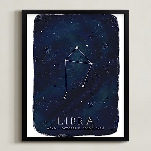 This is a galaxy personalized art for kids by Ashley Presutti Beasley called zodiac constellation libra
