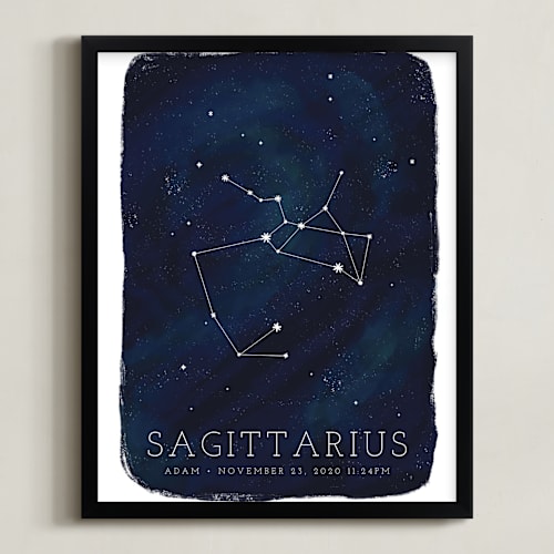 This is a galaxy personalized art for kids by Ashley Presutti Beasley called zodiac constellation sagittarius