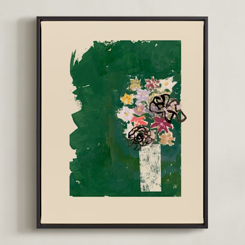 This is a green bouquet art by Bethania Lima called bouquet against painted green background