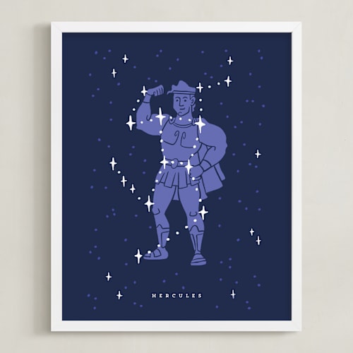 This is a pruple disney art by Rebecca Smith called disney's hercules stars are born