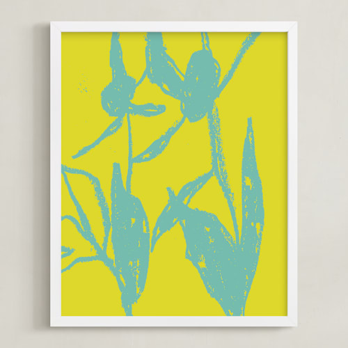 This is a chartreuse art by Alicia Schultz called flower shapes 1