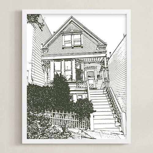 This is a olive shadow home wall art by Minted called house: portrait orientation custom print