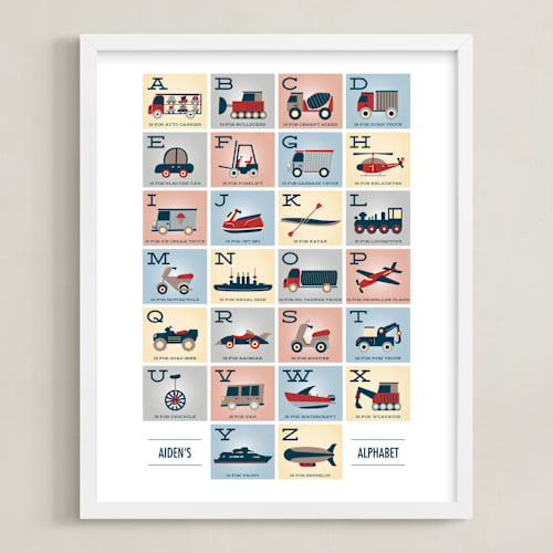This is a brick personalized art for kids by Erica Krystek called alphabet in motion